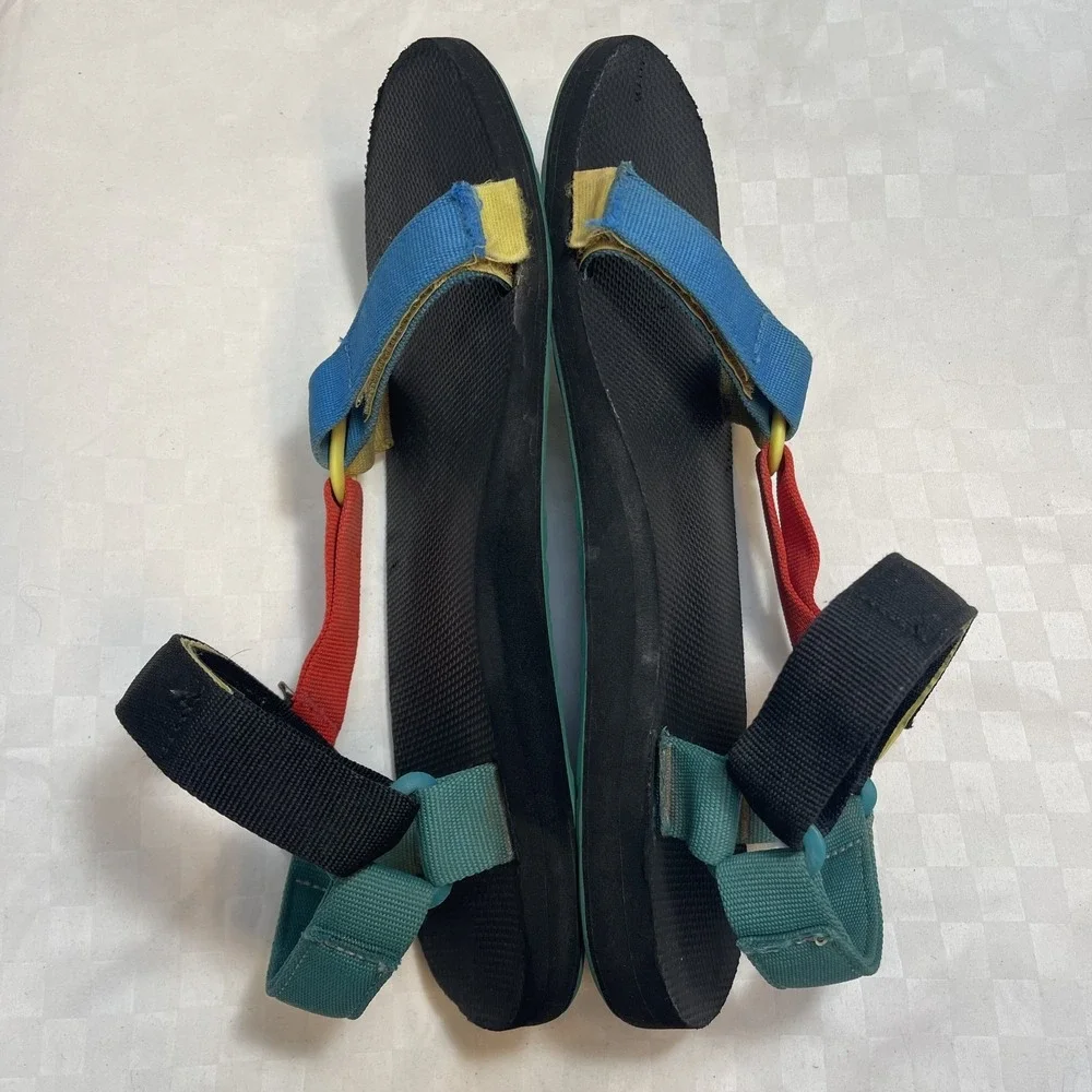 Teva Original Universal Sandals Blue Multicolor Green Soles Mens 12 UK11 EU 45.5